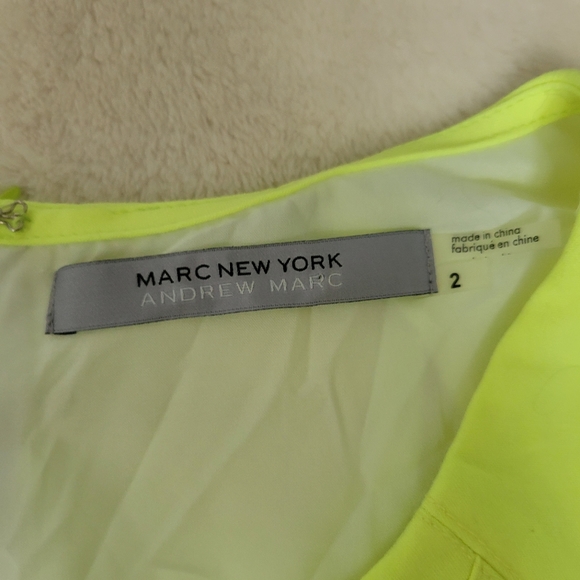 MARC NEW YORK NWT! Neon Bright Yellow Dress - Fully Lined Short Sleeve - Size 2 - Picture 7 of 8